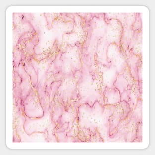 Pink Girly Trendy Golden Marble watercolor modern art abstract Sticker